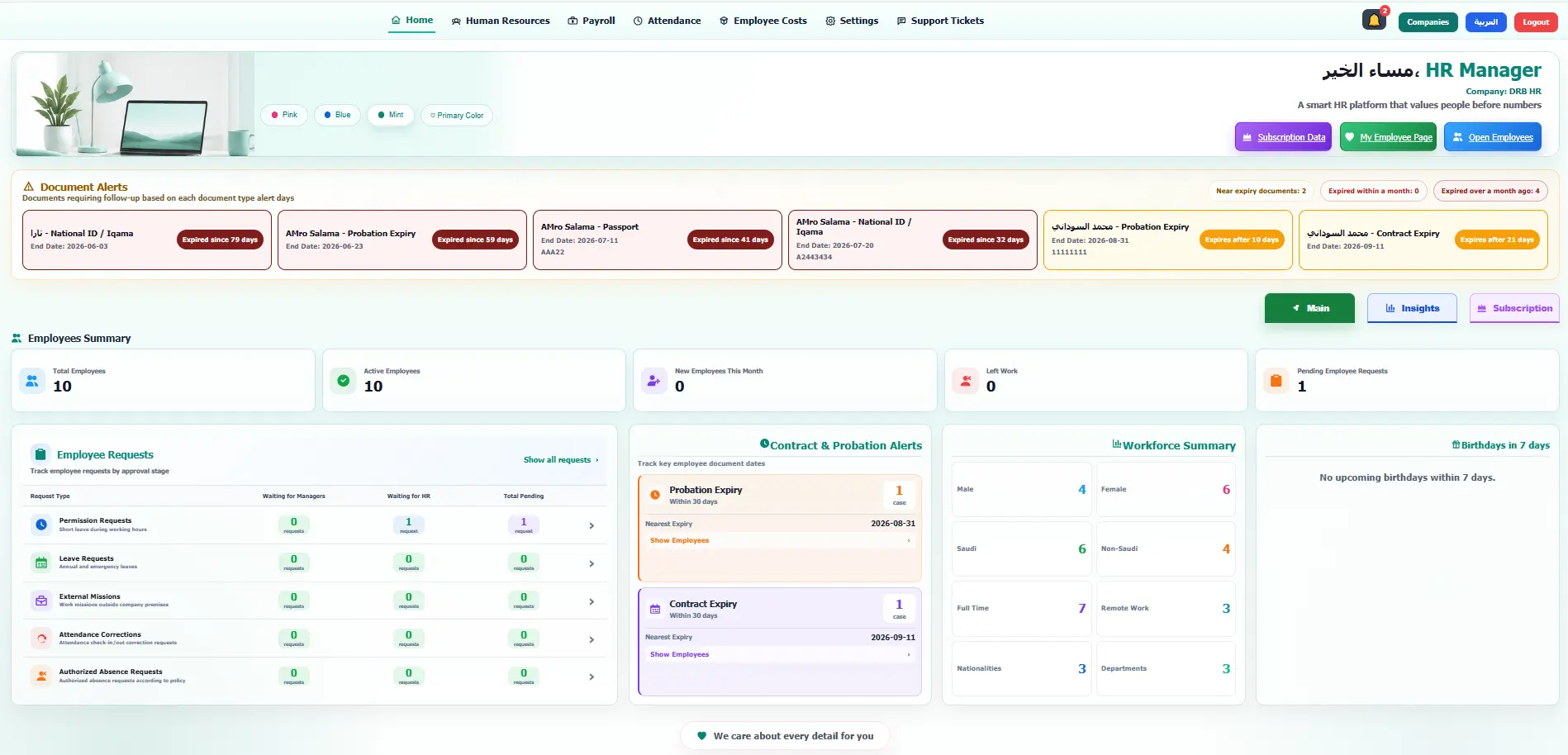 Actual DRB HR interface in the mint theme